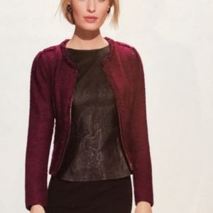 CAbi Britt boucle tweed frayed edge zip jacket Med